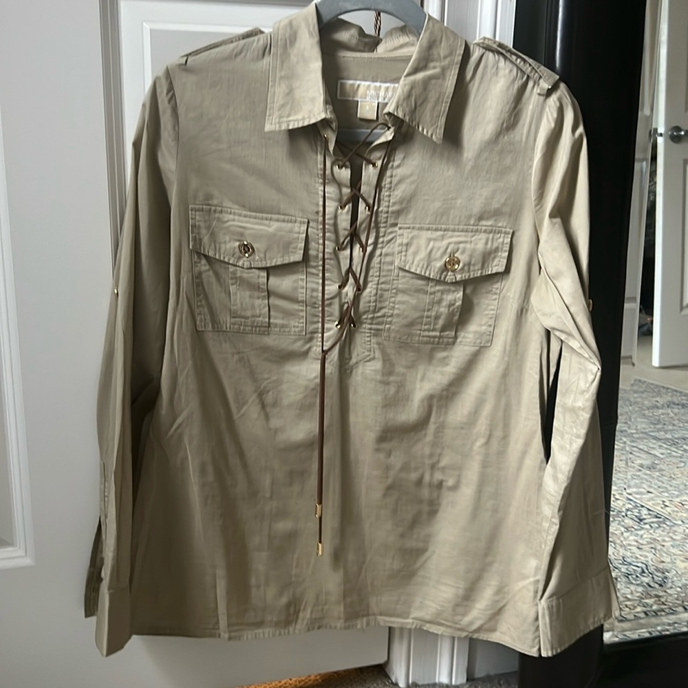 Michael Kors Long Sleeve 100% Cotton Western Style Shirt Summer
